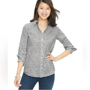 Talbots New Women’s‎ 14 Ditsy Cheetah Non-iron Long Sleeve Button Up Shirt